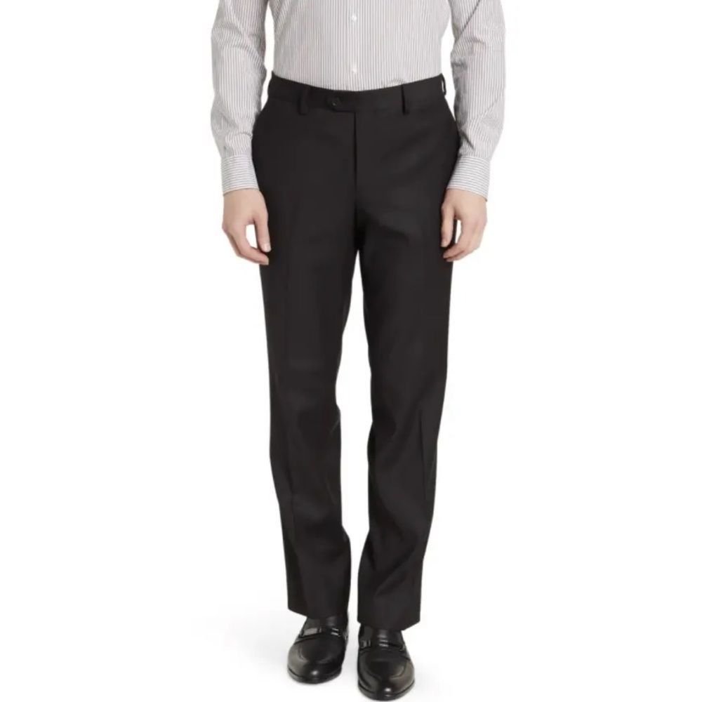 The Savile Row Company Strand Straight Leg Dress Pant Trouser | Black | 42R x 36